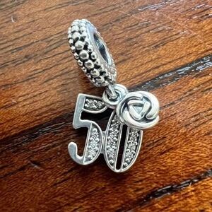 Authentic Pandora 50th Celebration 50 Dangle Charm Jewelry S925 ALE